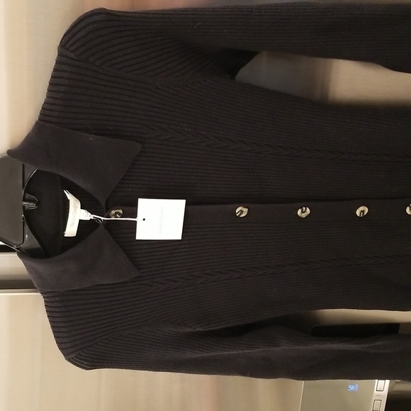 💕FAVORITE DAUGHTER💕 Lena Long Cardigan ~ Black M NWT Ribbed Cotton Cashmere - Picture 10 of 16